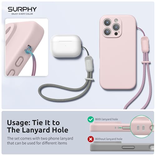 SURPHY 2 Pack Phone Lanyard for Cellphone Case, Phone Wrist Strap for Case, Cellphone Strap with 2-Color Braided, Charm Wr...