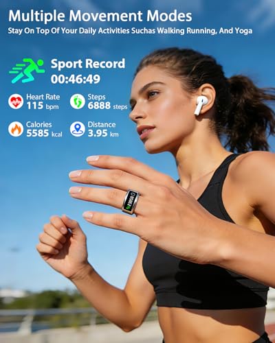 Smart Ring for Women Men, Health Fitness Tracker with Touchscreen Display, Heart Rate/Blood Oxygen/Sleep Monitor, Activity...