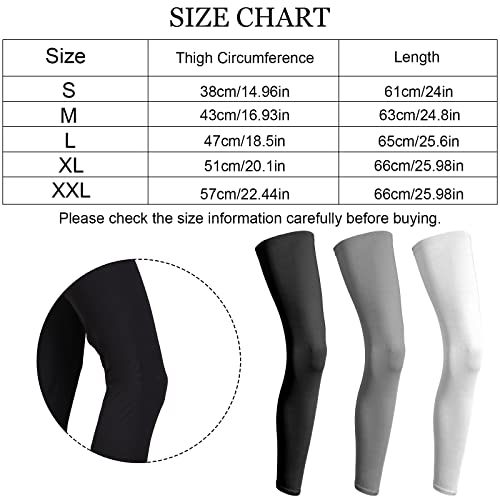 Geyoga 3 Pairs Compression Leg Sleeves Full Length Long Knee UV Protection Sleeves for Outdoor Sports Cycling Football
