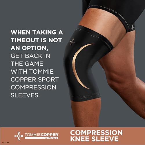 Tommie Copper Knee Compression Sleeve (S/M, Black), 15-20 mmHg, 4D Stretch & Non-Slip Fit for Targeted Support, Patented C...