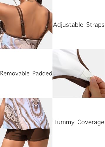 ROSEWE 2025 Tankini Swimsuits for Women, Two Piece Bathing Suits with Shorts, Modest Tank Top Swim Dress