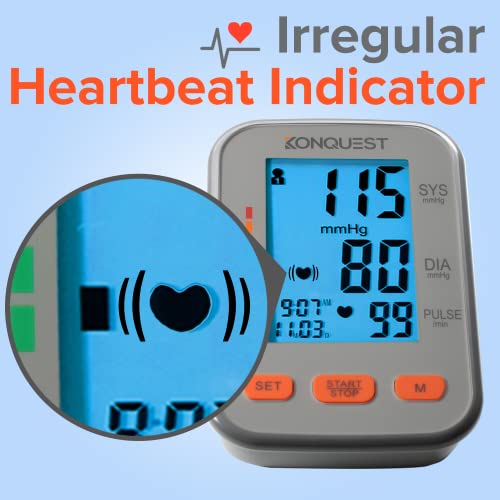 Konquest KBP-2704A Digital Blood Pressure Monitor – Automatic Upper Arm BP Machine with Large Cuff (8.5–16.5 in), Backlit ...