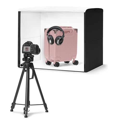 Amazon Basics Light Box Photography, 25 x 30 x 25 Inches Large Portable Foldable Photo Studio Box with LED Light, 1 Piece,...