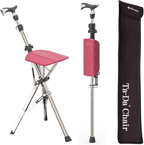 Ta-Da Chair Series 1 Pro, Portable Trekking Hiking Pole, Folding Walking Stick with Seat, Walking Cane with Chair, Foldabl...