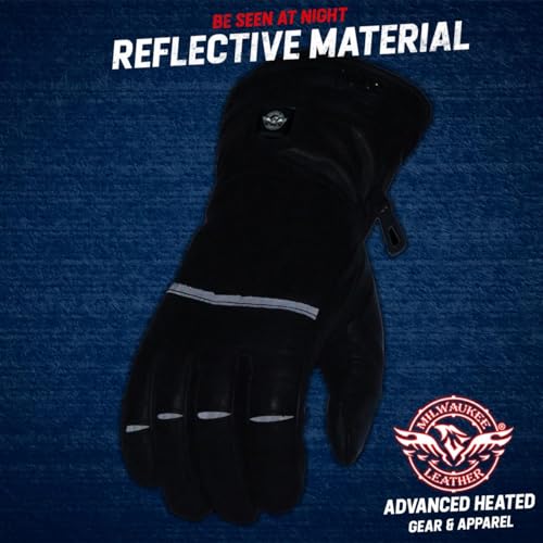Milwaukee Leather MG7713SET Women's Heated Black Leather Winter Gloves -Wire Harness and i-Touch