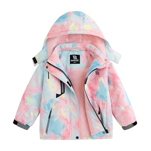 Simplee kids Girls Waterproof Snow Jacket Fleece Winter Windproof Ski Jackets for Toddler Girls Hooded Warm Coat