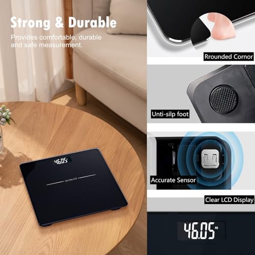 NUTRI FIT Digital Bathroom Scale for Body Weight Loss Watchers Electri Scales, 50g/0.1lb Discrepancy, Clear Backlit LCD Di...