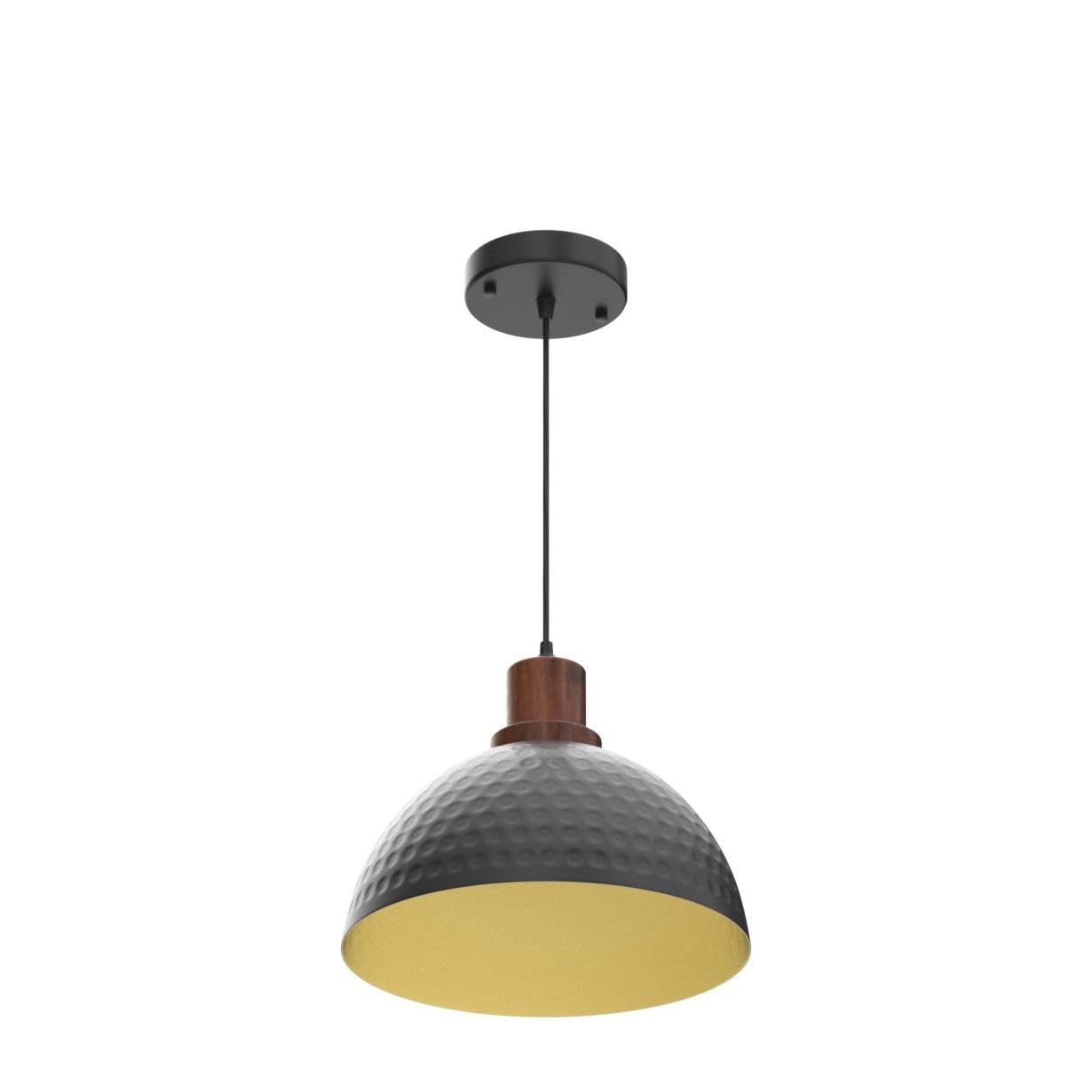 Mgcanyu Black Pendant Lights Kitchen Island  11.8 Hammered Metal Black Dome Pendant Lighting Black And Wood Pendant Light Fixture Hanging Ceiling Light For Dining Living Room Restaurant Sink