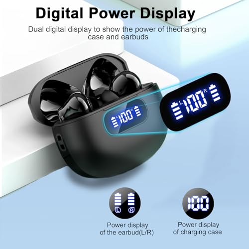Wireless Earbuds, Bluetooth 5.3 Headphones LED Power Display, 2025 New Wireless Earphones, 4 ENC Noise Cancelling Mic, HiF...