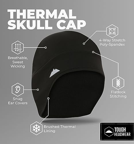 Tough Headwear Thermal Skull Cap - Moisture-Wicking Helmet Liner Beanie - Outdoor Running Gear Men & Women - Cycling Apparel