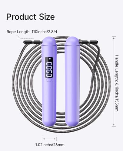 ACHDOFITS Smart Jump Rope with Counter - Adjustable High Speed Skipping Rope for Adults, LED Display with 4 Modes, Calorie...