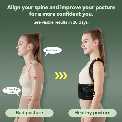 Back Brace Posture Corrector for Women and Men, 4-Point Back Support System for Upper/Lower Back Pain Relief, Scoliosis & ...