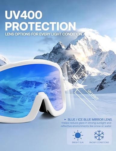 SOJOS Ski Goggles for Men Women, Snowboard Anti Fog UV Protection Winter Sports Goggles, SJ3069