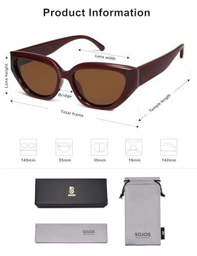 SOJOS Trendy Cute Cat Eye Polarized Sunglasses for Women Fashion Cateye Womens Sunnies SJ2237