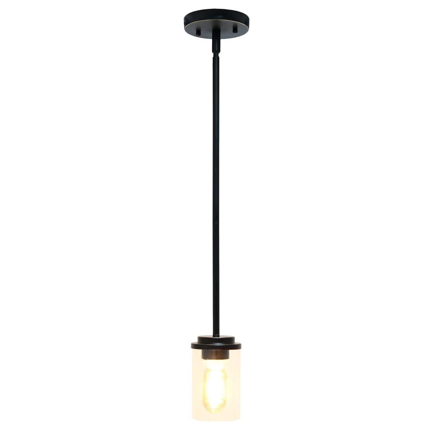 Lalia Home 1-Light Pendant Fixture, Clear Cylinder Glass, Antique Brass, 4.75x4.75x53 in, Model 1270-LHP-3011-AB