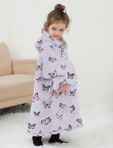 Wearable Blanket Hoodie Oversized Sherpa Blanket Sweatshirt Flannel Sweater Blanket with Large Pocket