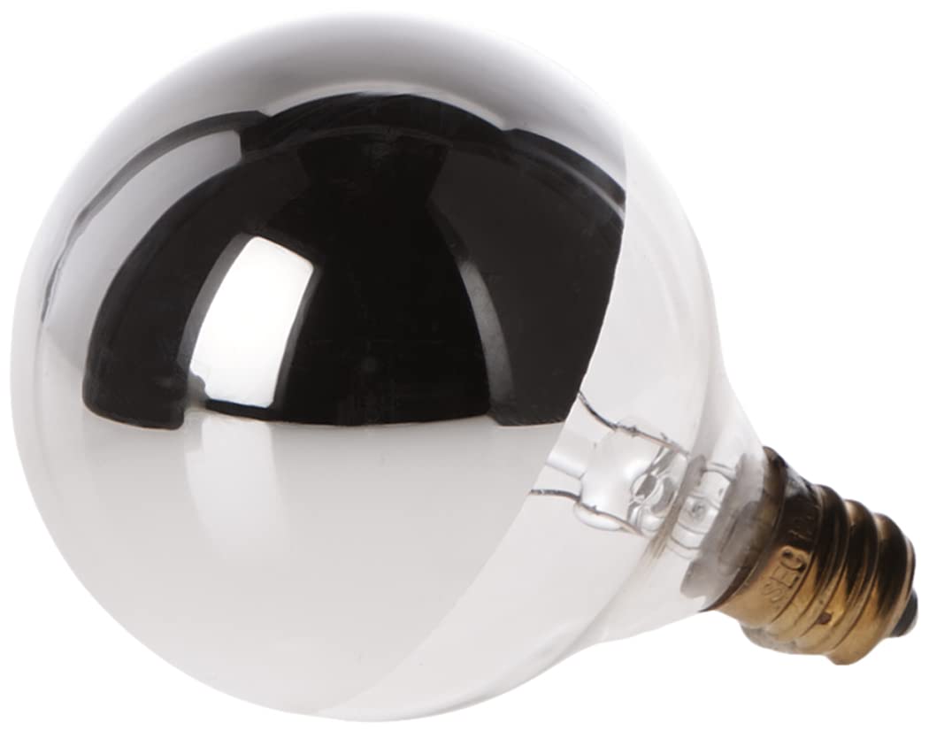 Satco S3244 25W G16.5 Candelabra Light Bulb, Silver Crown, Glass, 120V, 1 X 1 X 3 Inch