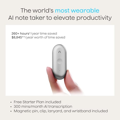 Plaud NotePin S AI Voice Recorder, Wearable AI Notetaker, AI Transcribe & Summarize, Support 112 Languages, 64GB Memory, A...