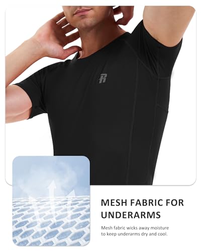 Runhit Short Sleeve Compression Shirts for Men, Quick Dry Cool Men's Compression T-Shirt, Athletic Workout Base Layer