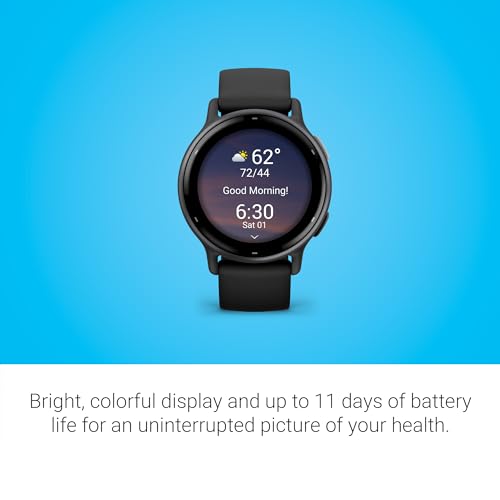 Garmin Vívoactive 5, Health and Fitness GPS Smartwatch, AMOLED Display, Up to 11 Days of Battery, Slate Aluminum Bezel wit...