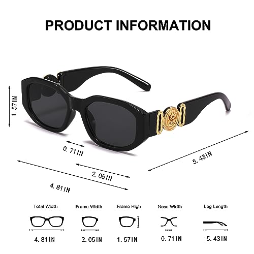 BUTABY Rectangle Sunglasses for Women Retro Driving Glasses 90’s Vintage Fashion Irregular Frame UV400 Protection