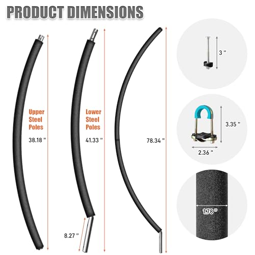 Suninlife 1PCS Trampoline Curved Pole, Universal Trampoline Replacement Enclosure Pole to Fit 8-16FT Curved Pole Trampolin...