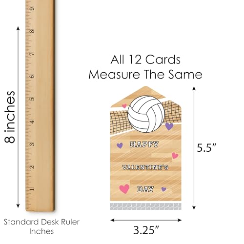Big Dot of Happiness Bump, Set, Spike - Volleyball - Cards for Kids - Happy Valentine's Day Pull Tabs - Set of 12