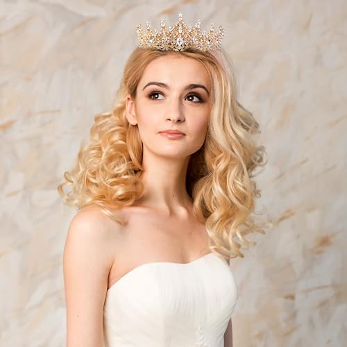 Gold Crown for Women Crystal Princess Tiaras Rhinestone Queen Headband Wedding Bridal Hair Accessories Birthday Prom Pagea...