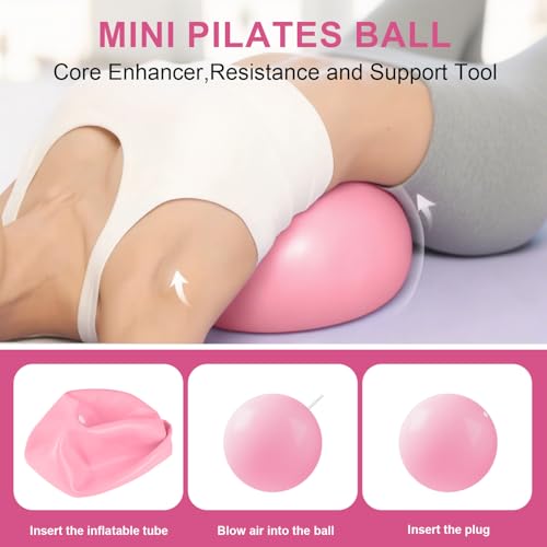 NITMTYOU Home Pilates Essentials Kit for Women - Complete Set with 9" Yoga Ball, Figure 8 Resistance Band, Pilates Bands, ...