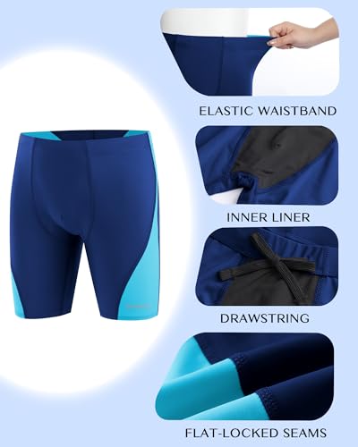 Blueleaf Boys' Swim Jammers Youth Competitive Swim Racing Team Swimsuits Athletic Quick Dry Swimming Shorts UPF 50+