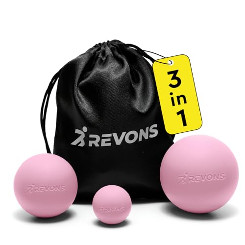 REVONS 3 in 1 Massage Ball Set - Lacrosse Balls for Myofascial Release, Back Pain Relief, Face Fitness, Trigger Points, Yo...