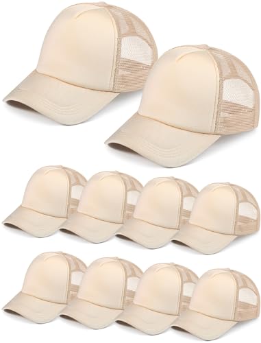 10 Pcs Sublimation Blank Trucker Hats Bulk Mesh Baseball Cap Polyester Mesh Trucker Hat for Men and Women