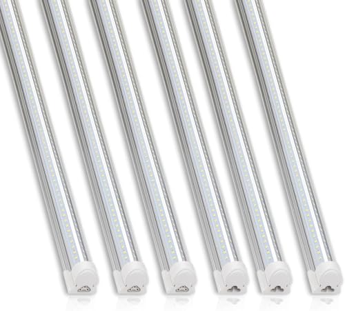 Barrina T8 LED Shop Light, 6FT 60W 8500LM 5000K, Clear Cover Linkable Garage Lights, V-Shape LED Light Fixture, Shop Light...