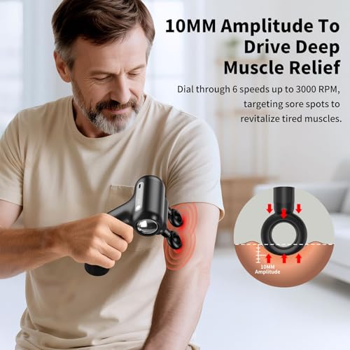 LC-HZLJ Dual-Head Massage Gun with Extension Handle, 3-in-1 Detachable Handheld Percussion Muscle Massager for Back Neck S...