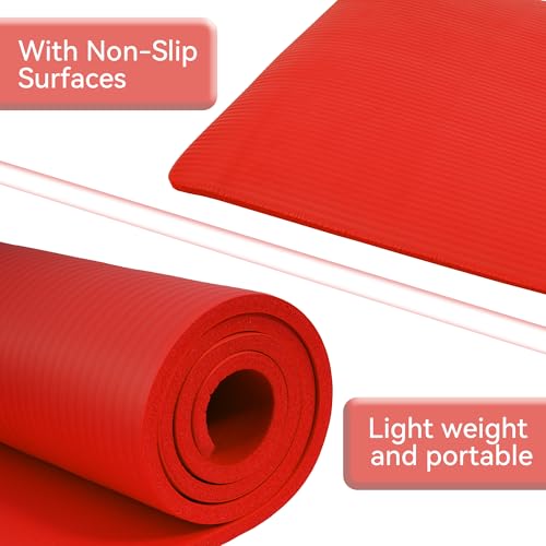 Fitvids Yoga Mat, 1/2-Inch Extra Thick High Density Exercise Mat, Anti-Tear Exercise Yoga Mat with Carrying Strap, Suitabl...