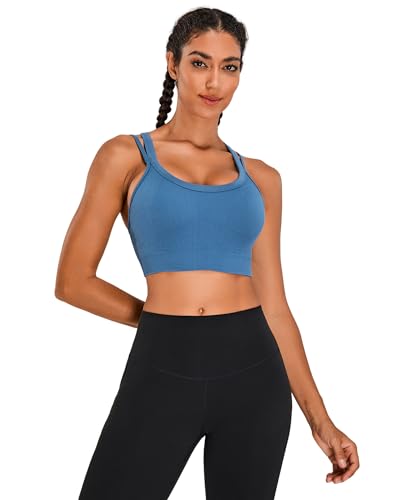 Sports Bras for Women HIigh Support, Criss-Cross Back Padded Strappy High Impact Sports Bras for Women Large Bust