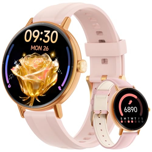 Yoever Smart Watches for Women,1.27" HD Fitness Tracker Answer/Make Call, Heart Rate/Sleep/SpO2，Round Smart Watch for iPho...