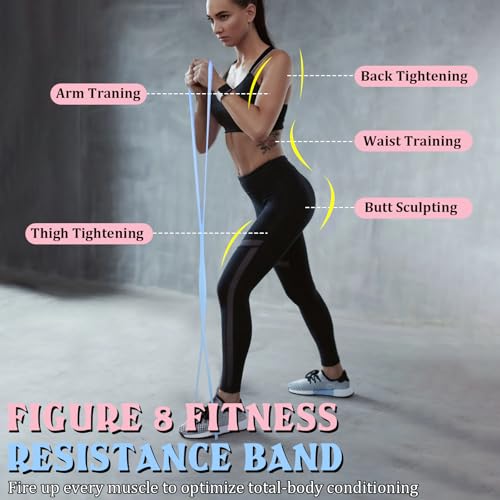 3PCS Figure 8 Resistance Bands for Women Men, Figure 8 Fitness Resistance Band, Resistance Bands with Handles, Exercise Eq...