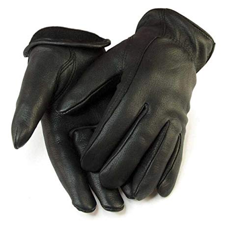 MEN`S FULL GRAIN BLACK DEERSKIN LEATHER GLOVES LINED 40 GRAM (American Fur)
