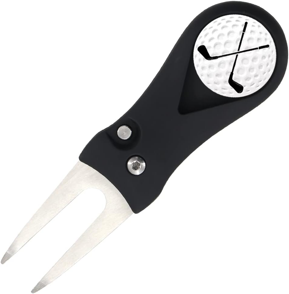 Myartte Golf Divot Repair Tool Switchblade Divot Tools with Golf Ball Marker Pop-up Buttom Zinc Alloy for Repairing The Golf Green