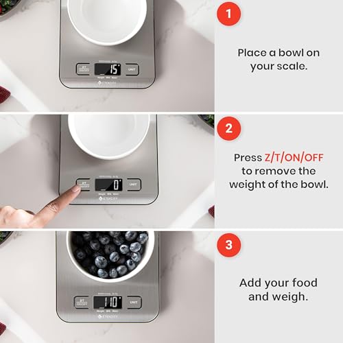 Etekcity Food Kitchen Scale, Digital Grams and Ounces for Weight Loss, Baking, Cooking, Keto and Meal Prep, LCD Display, M...