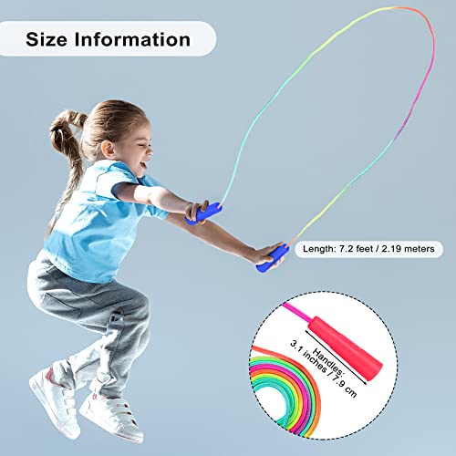 Elcoho 24 Packs Rainbow Jump Rope Set 7.2 Feet Adjustable Nylon Skipping Ropes Jumping Ropes for Outdoor Activity Party Fa...