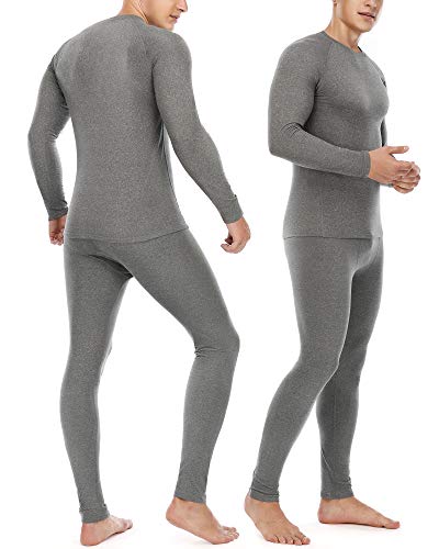 Roadbox Thermal Underwear for Men: Fleece Lined Long Johns Base Layer Ski Thermals Top and Bottom Set