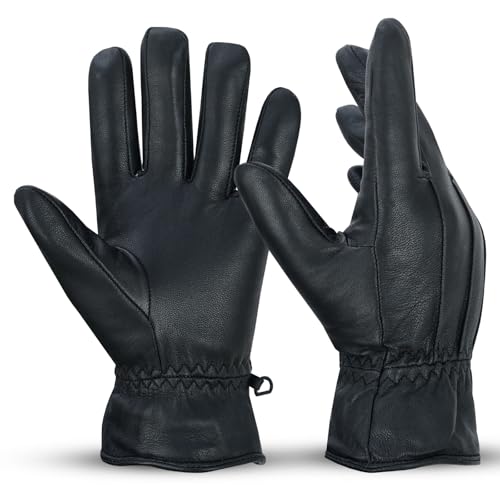 Riparo Winter Gloves for Men, Leather Winter Gloves for Cold Weather, Snow Gloves for Motorcycle Driving Hiking Outdoor