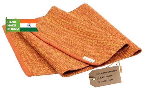 Yogasana Organic Cotton Yoga Mat - Non Slip Hand-Woven Foldable Yoga Rug Provides Excellent Comfort, Traction & Support - ...