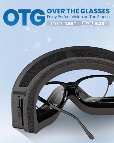OutdoorMaster Pulse Ski Goggles, Frameless OTG Cylindrical Snow Goggles with Lock & Fit Lens Change System for Adults