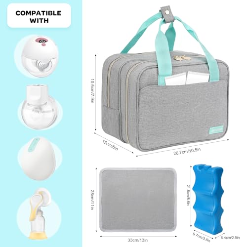 Wearable Breast Pump Bag with Cooler Compartment Compatible with Momcozy M5/S12 Pro, Elvie & Medela Pump in Style, Carryin...