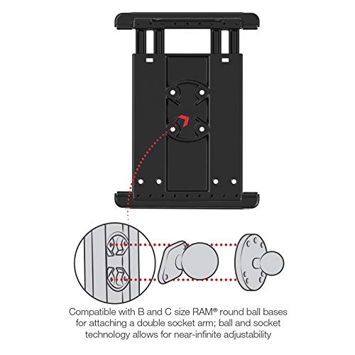 Ram Mounts Tab-Tite Universal Spring Loaded Holder For 8 Tablets With Case Ram-Hol-Tab12U Compatible With Ram B 1 And C 1.5 Size