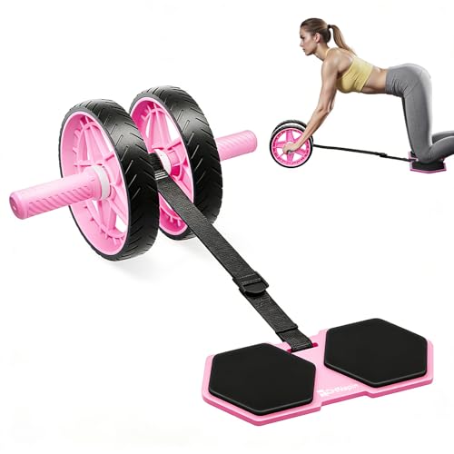 2025 New Double-Wheel Ab Roller for Core Training – Rebound Design with Adjustable Elastic Band, Silent Non-Slip Wheels, D...