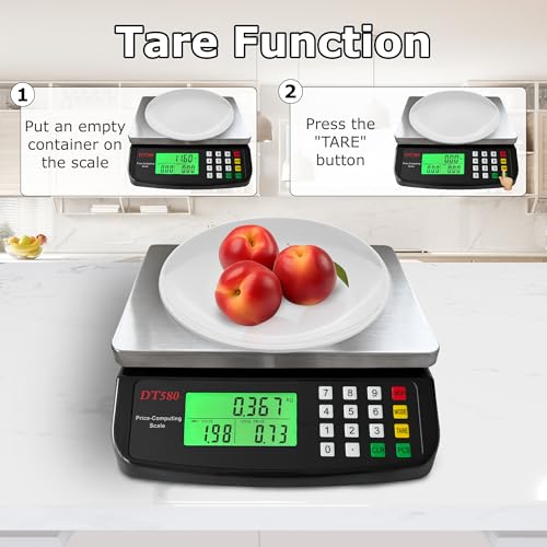 Large Digital Kitchen Scale 40kg/88lb Stainless Steel Price Computing Scale Counting Scale Deli Scale with LCD Display for...
